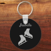 Ice Skaten Schlüsselanhänger Eis Skate Silber Glit (Vorderseite)