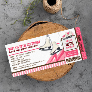 Ice Skaten Sky Rink Sport Ticket Pass Geburtstag Einladung