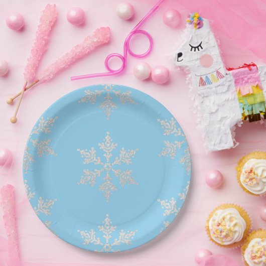 Ice Skaten Snow Floakes Geburtstag Pappteller (Party)