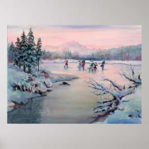 ICE-SKATEN & SNOWFLAKEN VON SHARON SHARPE POSTER