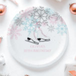 Ice Skaten Snowflakes Rosa blauer Glitzer Pa Pappteller<br><div class="desc">Ice Skaten Birthday Party Papier Teller. Rosa,  Blau und Silberschneeflocken.</div>