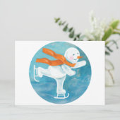 Ice Skaten Snowman Einladung (Stehend Vorderseite)