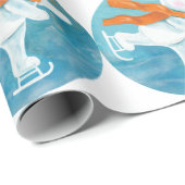 Ice Skaten Snowman Geschenkpapier (Rolleneckpunkt)