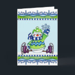 Ice Skaten Snowman - Grußkarte Feiertagskarte<br><div class="desc">Eine Wintersaison Grußkarte mit einem Eis-Skaten-Schneemann.</div>