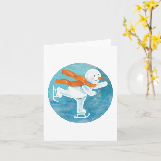 Ice Skaten Snowman Karte (Gelbe Blume)