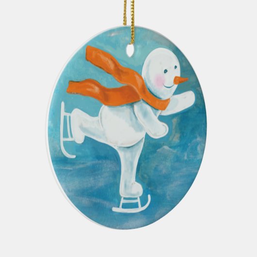 Ice Skaten Snowman Keramik Ornament (Rechts)