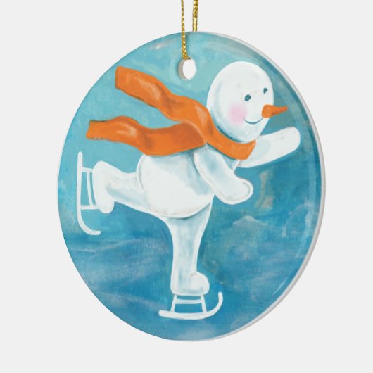 Ice Skaten Snowman Keramik Ornament (Links)