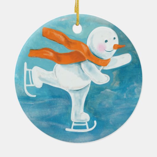 Ice Skaten Snowman Keramik Ornament (Hinten)