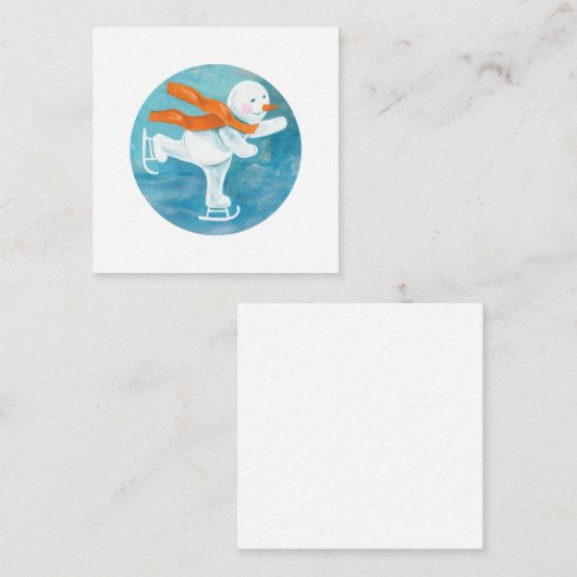 Ice Skaten Snowman Mitteilungskarte (Vorne/Hinten)