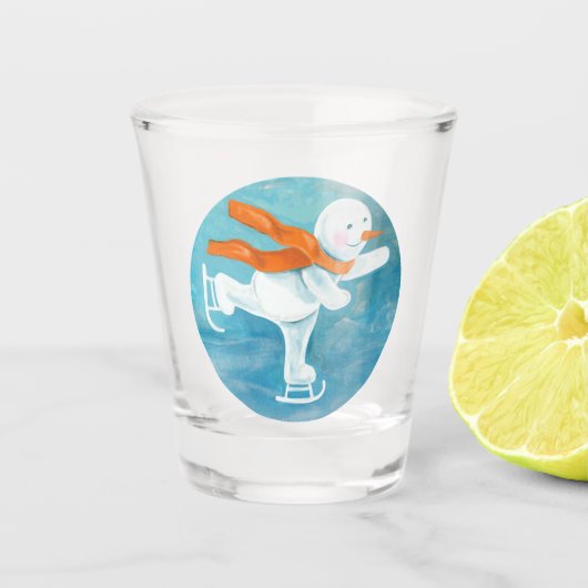 Ice Skaten Snowman Schnapsglas (Vorderseite)