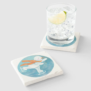 Ice Skaten Snowman Steinuntersetzer