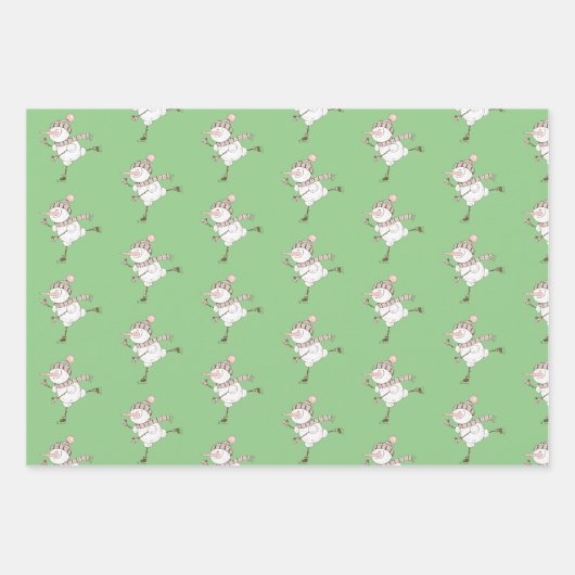 Ice Skaten Snowmen Geschenkpapier Set (Vorderseite 2)
