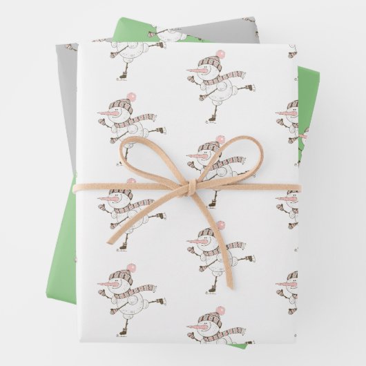 Ice Skaten Snowmen Geschenkpapier Set (Beispiel)