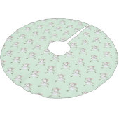 Ice Skaten Snowmen Green Polyester Weihnachtsbaumdecke (Schrägansicht)