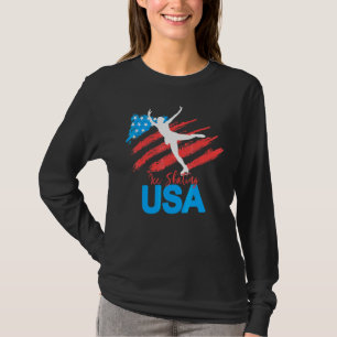 Ice-Skaten-Tanz unterstützt das Team Usa-Flag T-Shirt