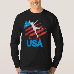 Ice-Skaten-Tanz unterstützt das Team Usa-Flag T-Shirt