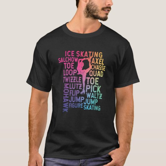 Ice-Skaten-Thema Rainbow-Typografie Abbildung Skat T-Shirt (Vorderseite)