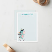 Ice Skaten Unicorn Aquamarin Rosa Personalisiert Mitteilungskarte (Vorderseite/Rückseite Beispiel)