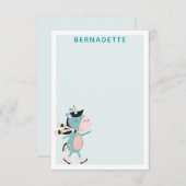 Ice Skaten Unicorn Aquamarin Rosa Personalisiert Mitteilungskarte (Vorne/Hinten)