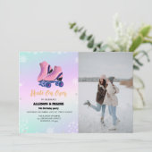 Ice Skaten Winter Twin Geburtstag Skate auf Ankündigung (Stehend Vorderseite)