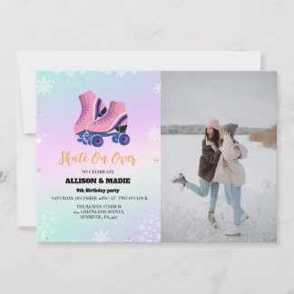 Ice Skaten Winter Twin Geburtstag Skate auf Ankündigung