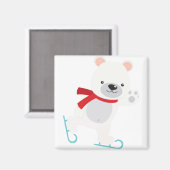 Ice Skaten Winterbär Magnet (Vorderseite/Rückseite)