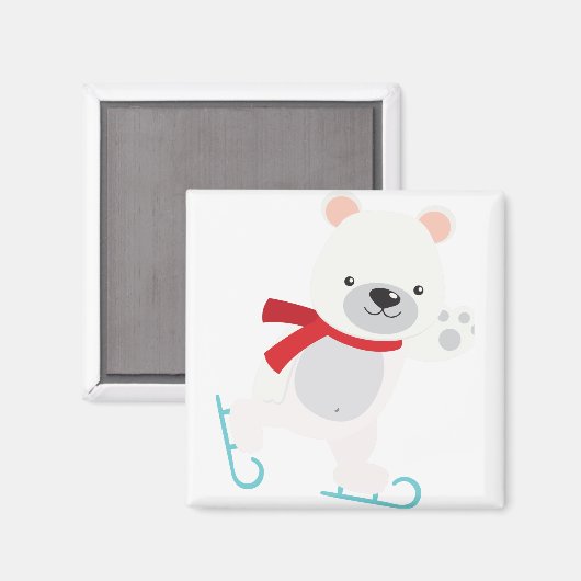 Ice Skaten Winterbär Magnet (Vorderseite/Rückseite)