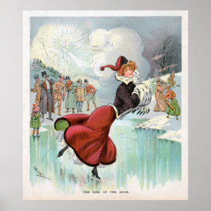 Ice Skaten Woman Vintage Poster
