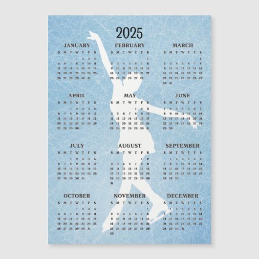 Ice Skater Design 2025 Kalender Magnetkarte (Vorderseite)