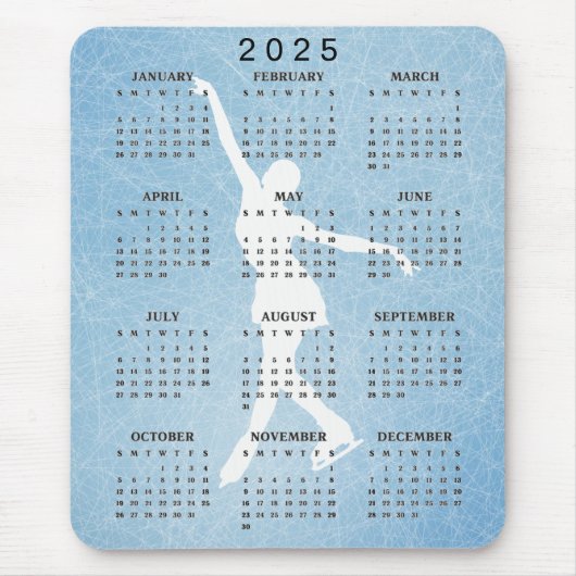 Ice Skater Design 2025 Kalender Mousepad (Vorne)