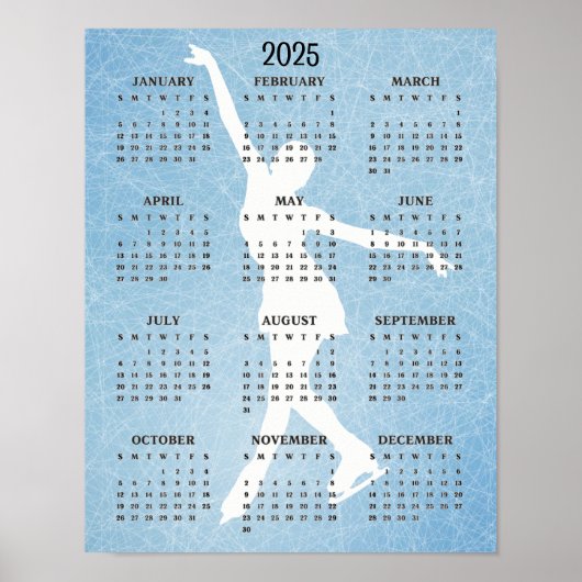 Ice Skater Design 2025 Kalenderposter Poster (Vorne)