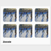 Ice Skaters Weihnachten Fayre Fair Hyde Park Quadratischer Aufkleber (Blatt)