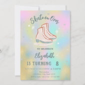 Ice skates Colorful Holographic Birthday Einladung (Vorderseite)