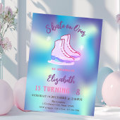Ice skates Snowflakes Holographic Birthday Einladung