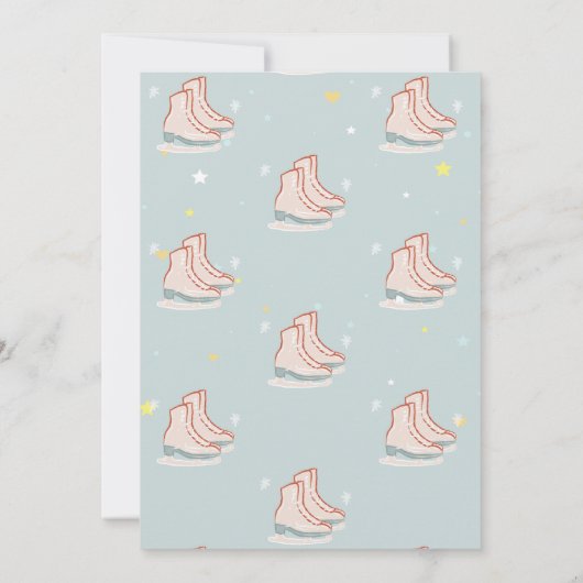 Ice skates Snowflakes Mint Green Birthday Einladung (Rückseite)