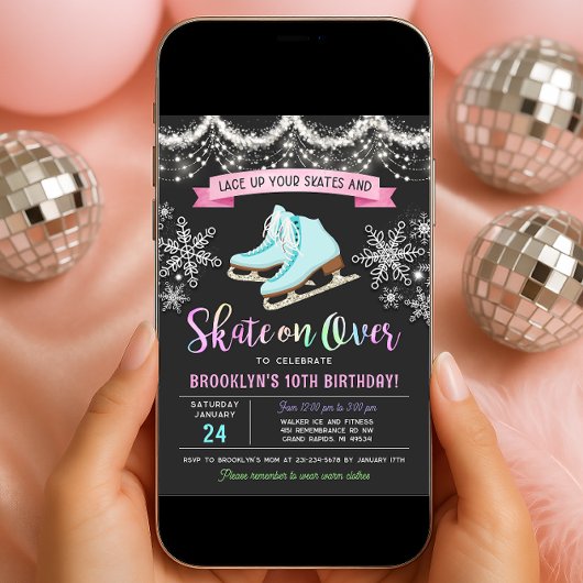 Ice Skating Birthday Invitation Einladung