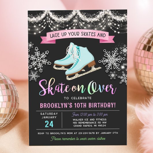 Ice Skating Birthday Invitation Einladung