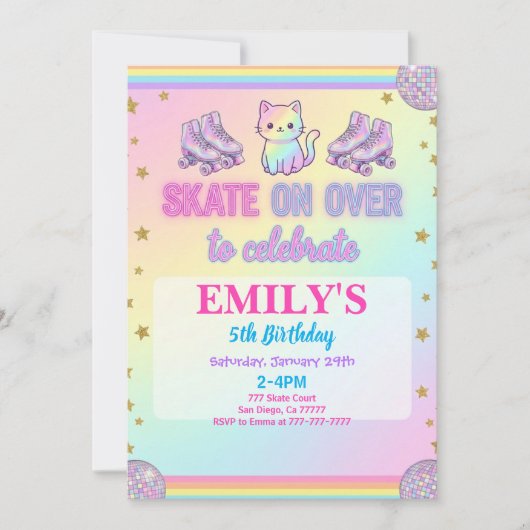 Ice Skating Birthday Party Invitation Einladung (Vorderseite)