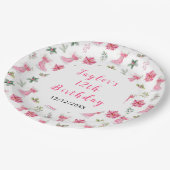 Ice Skating Birthday Party Pink Pappteller (Schrägansicht)