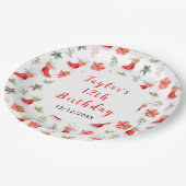 Ice Skating Birthday Party Red Pappteller (Schrägansicht)