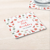 Ice Skating Birthday Party Red Rechteckiger Pappuntersetzer (angewinkelt)