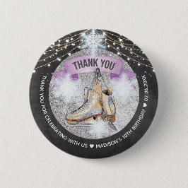 Ice Skating Birthday Personalized Button