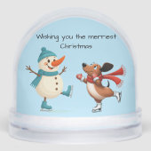 Ice Skating Dachshund Schneekugeln (Vorderseite)