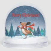 Ice Skating Dachshund Schneekugeln (Rückseite)