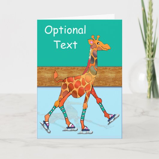 Ice Skating Giraffe & Rink - Customizable Einladung (Vorderseite)
