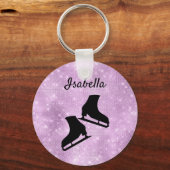 Ice skating keychain figure skates purple sparkle schlüsselanhänger (Vorderseite)