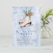 Ice Skating Party Frozen Snowflake Birthday Einladung (Stehend Vorderseite)