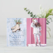 Ice Skating Party Frozen Snowflake Birthday Photo Einladung (Stehend Vorderseite)