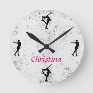 Ice Skating Personalized Clock Runde Wanduhr