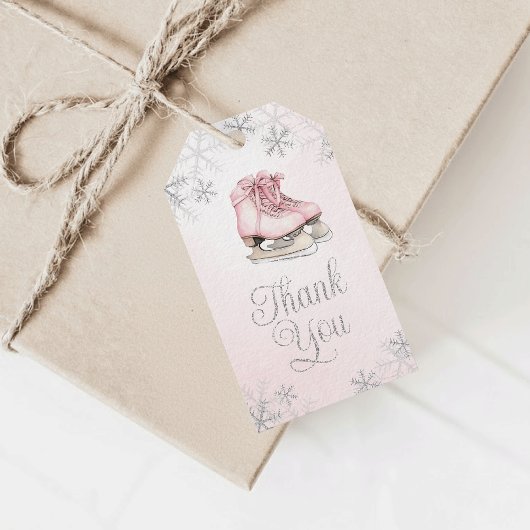 Ice Skating Silver Snowflakes Birthday Thank You Geschenkanhänger